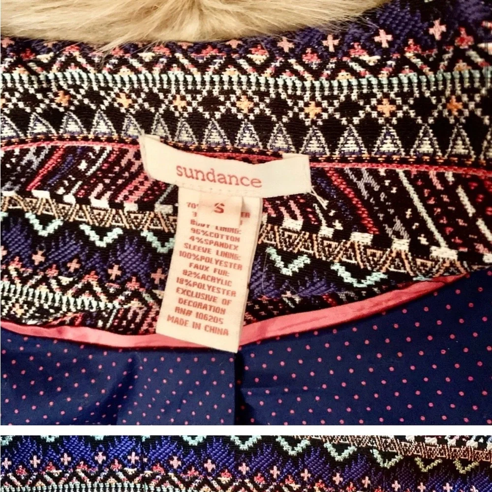 🦄 Tatou Embroidered Coat with faux fur trim ~Sundance Catalog - Picture 4 of 5